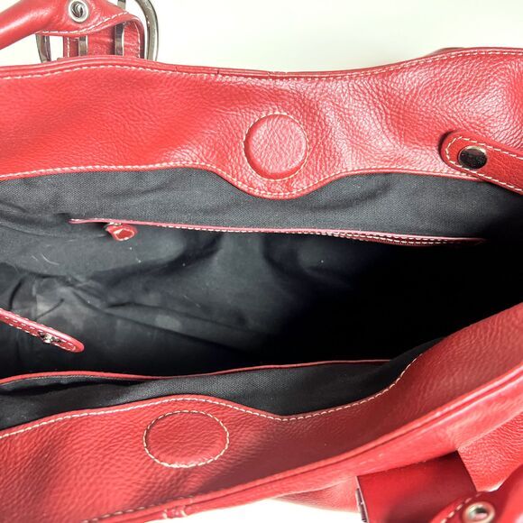 Tignanello Perfect 10 French Bag Lipstick Red Leather Double Handle Satchel - Picture 4 of 11